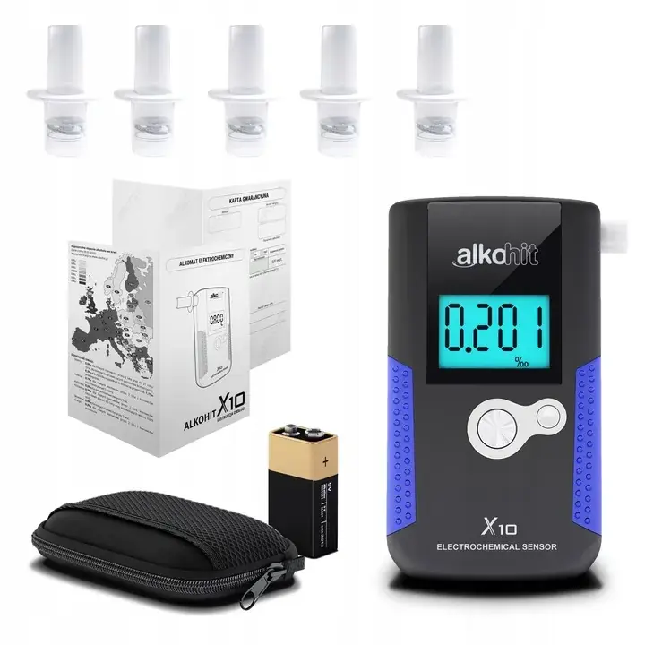 Alkomat ALKOHIT X10 Technologia Policyjna +Ustniki Popularny