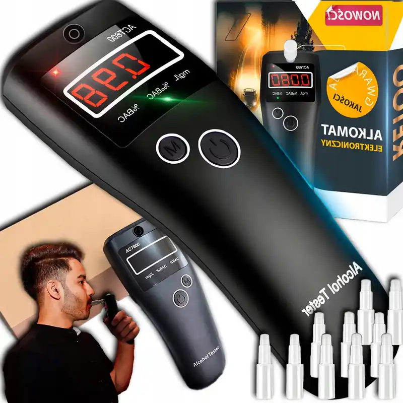 Alkomat Cyfrowy Tester Precyzyjny Profesjonalny 10xUstnik Kalibracja Pamięć Premium
