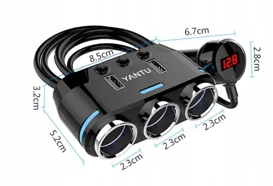 ROZDZIELACZ GNIAZDA ZAPALNICZKI WOLTOMIERZ 2x USB Ekspresowa dostawa