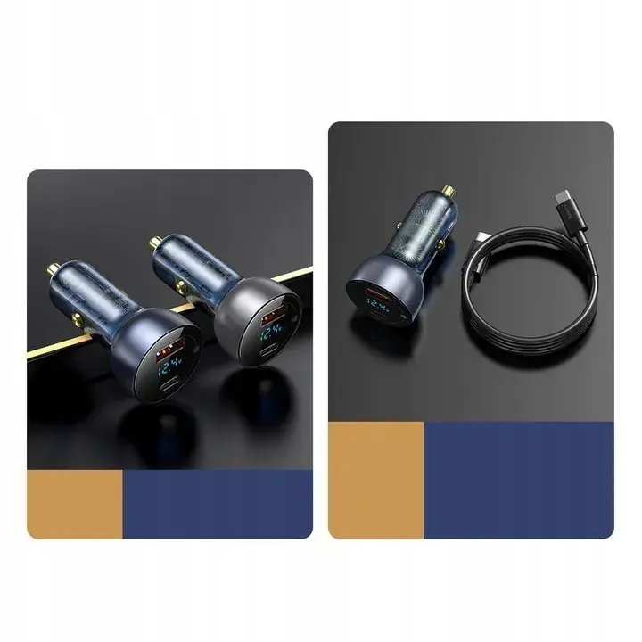 Darmowa dostawa BASEUS ŁADOWARKA SAMOCHODOWA EKRAN LED SZYBKA MOCNA TYPE-C USB 65W QC 4 PD