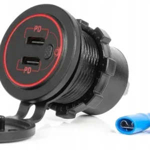 Szybka dostawa Ładowarka samochodowa z gniazdami 2xUSB-C wodoodporna z włącznikiem 12V 24V