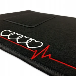 Rabat DYWANIKI WELUROWE DO AUDI A4 B9 (2015-...) CZARNE + 4x HAFT