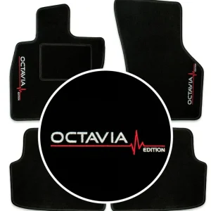 Zamów teraz DYWANIKI WYCIERACZKI WELUROWE CZARNE DO SKODA OCTAVIA IV (2020-...) + HAFT