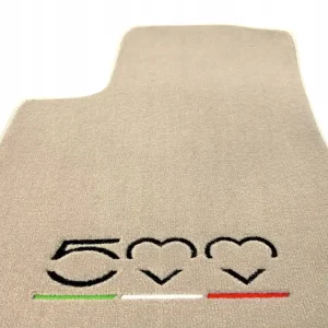 DYWANIKI WELUROWE FIAT 500X PREMIUM BEŻOWE HAFT 3D Premium