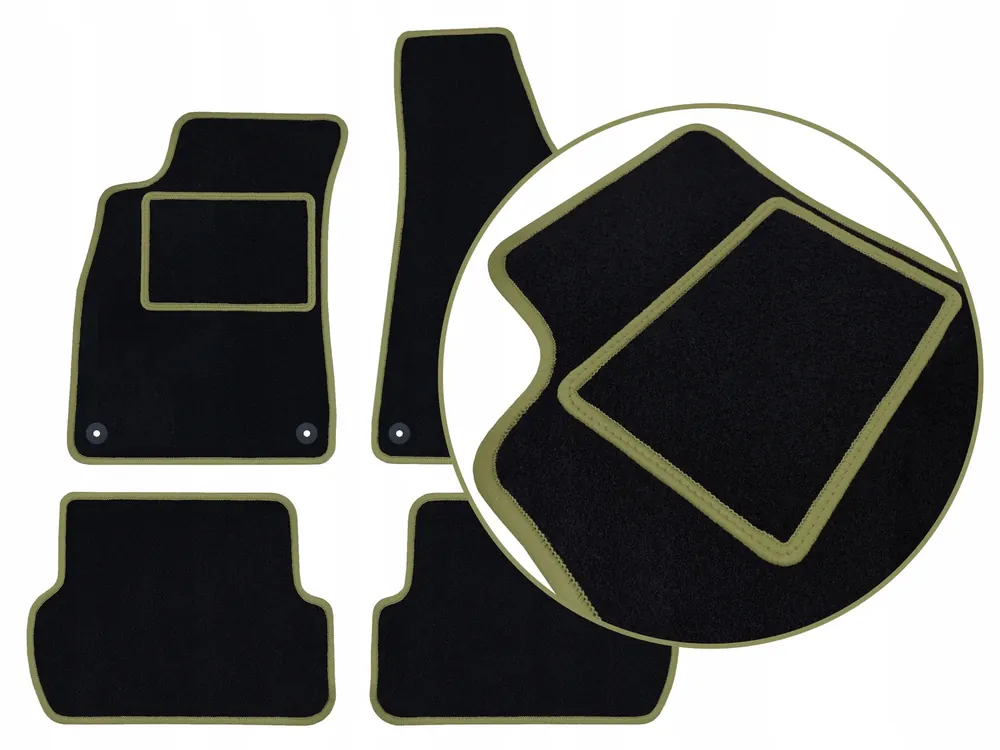 Bezpieczna płatność CZARNE DYWANIKI AUDI A5 I COUPE (2007-2016) JASNOZIELONA PRZĘDZA | ST