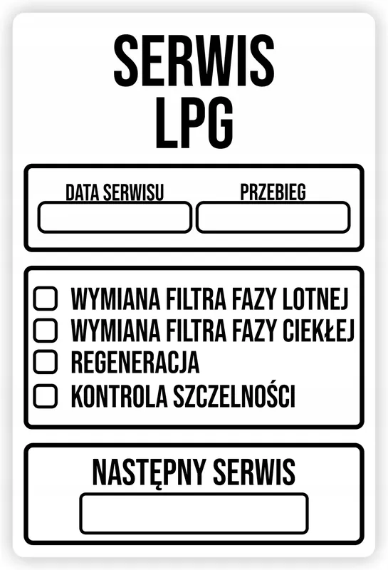 Nowość 50x Naklejki serwisowe SERWIS LPG gazu białe 9x6cm
