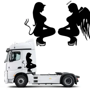 NAKLEJKA Grafika na tir samochód ciężarowy KOBIETY DIABLICA ANIOŁ 90x133 Bezpieczna płatność