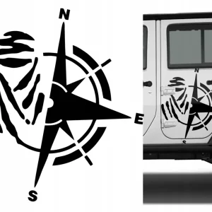 Autentyczny NAKLEJKA na samochód JEEP RÓŻA WIATRÓW 49x43