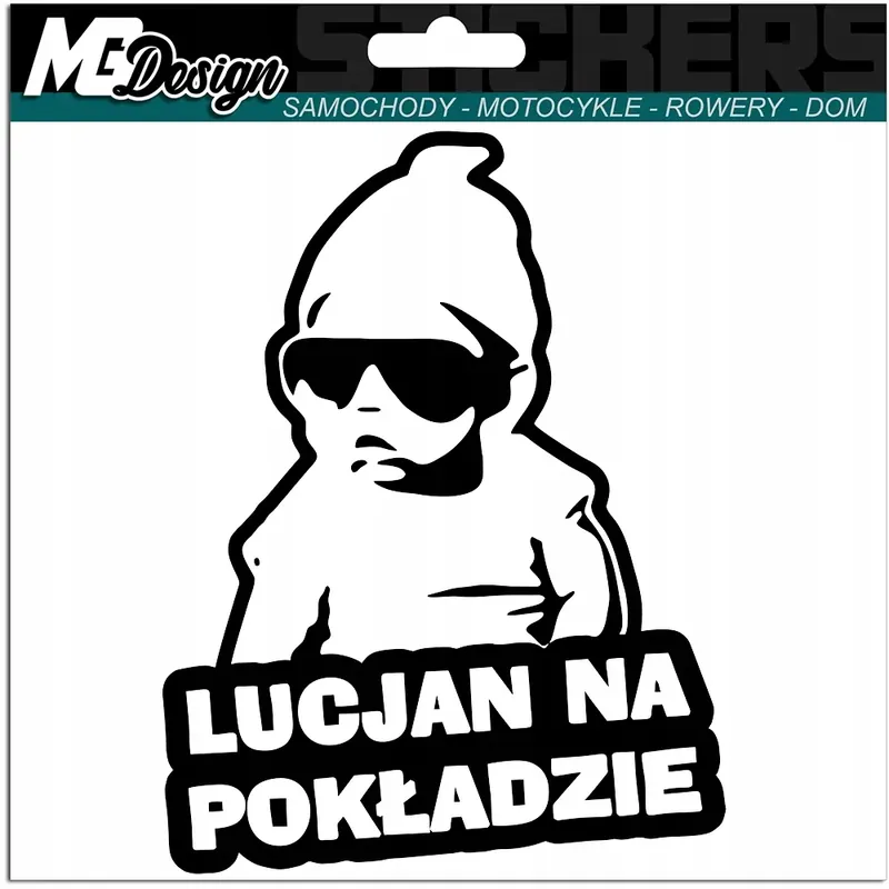 LUCJAN W SAMOCHODZIE naklejka w aucie 18x13 kolor Premium