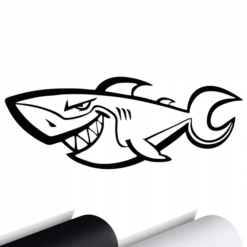 Tani NAKLEJKA na samochód Uśmiechnięty REKIN Shark 16x6