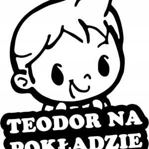 TEODOR W SAMOCHODZIE naklejka w aucie 18x15 kolory Nowość