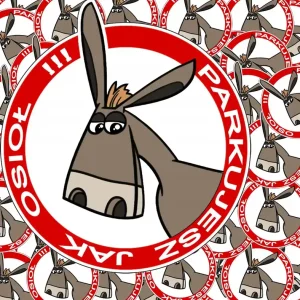 NAKLEJKI KARNY OSIOŁ 7CM x50 nie niszczą mienia !! Tani