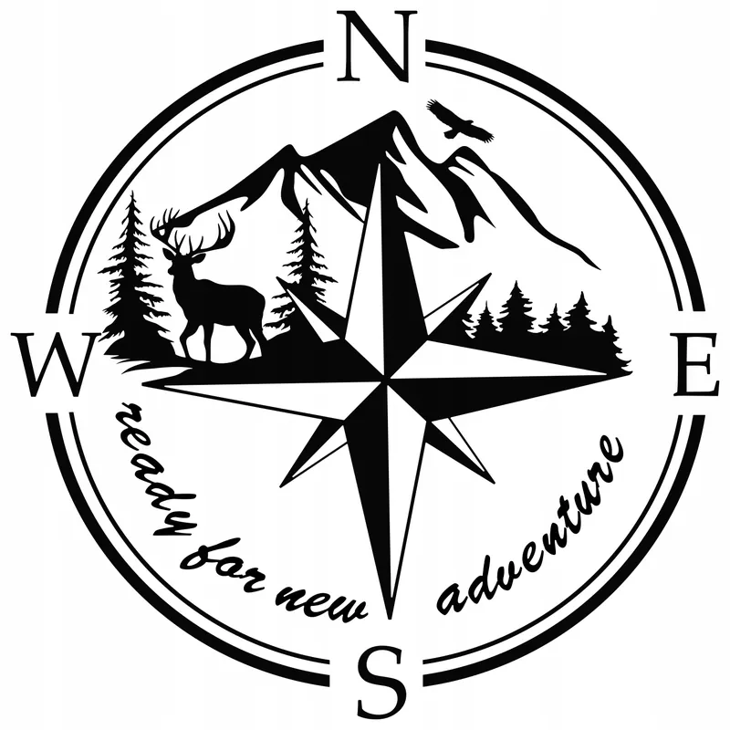 NAKLEJKA na bok samochód przyczepę RÓŻA WIATRÓW las góry 35 cm Rabat