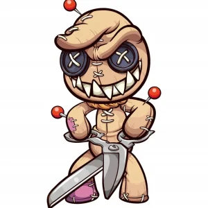 Promocja NAKLEJKA na samochód STRASZNA KUKŁA SCARY ZŁA LALKA VOODOO 10x18 cm