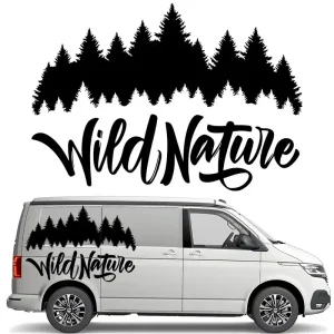 NAKLEJKA Grafika na Kamper Przyczepę Samochód WILD NATURE LAS NATURA 43x62 Nowość