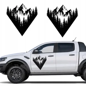 NAKLEJKA na auto PUSZCZA LAS DRZEWA 2szt 58X59cm Tani