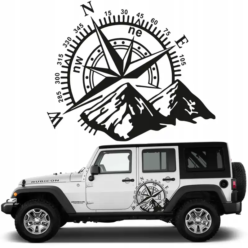 Oferta limitowana NAKLEJKA na samochód KOMPAS GÓRY OFFROAD 30x25