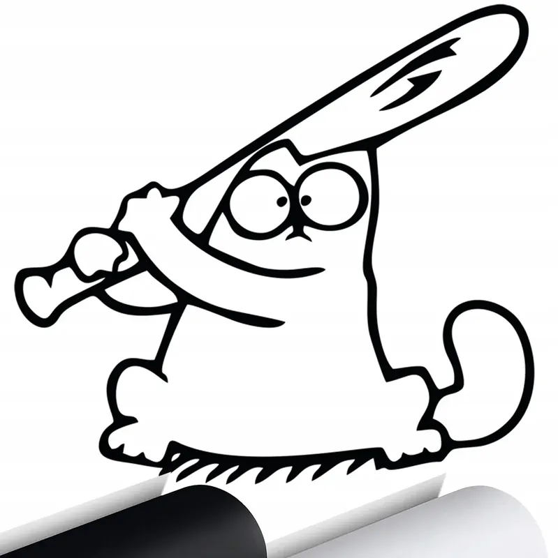 Tylko dziś NAKLEJKA na samochód KOT SIMON z PAŁKĄ 15x14