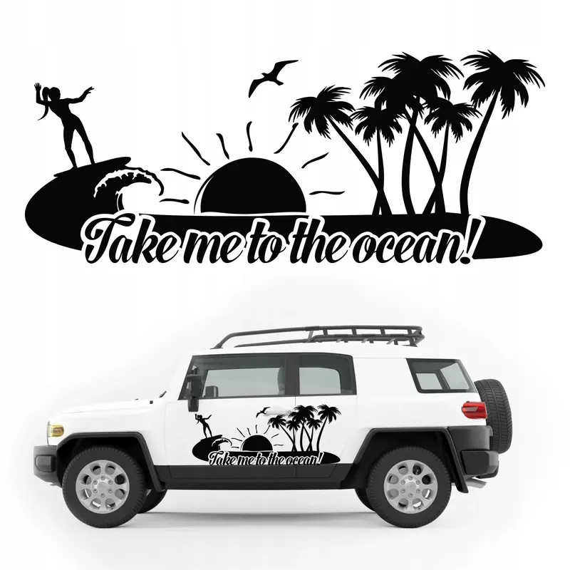 Oferta Naklejka KAMPER auto OCEAN surferka palmy 120x50cm