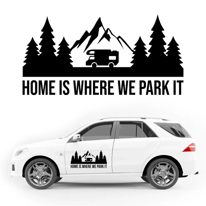 Naklejka KAMPER las GÓRY przyczepę 50 cm Darmowa dostawa