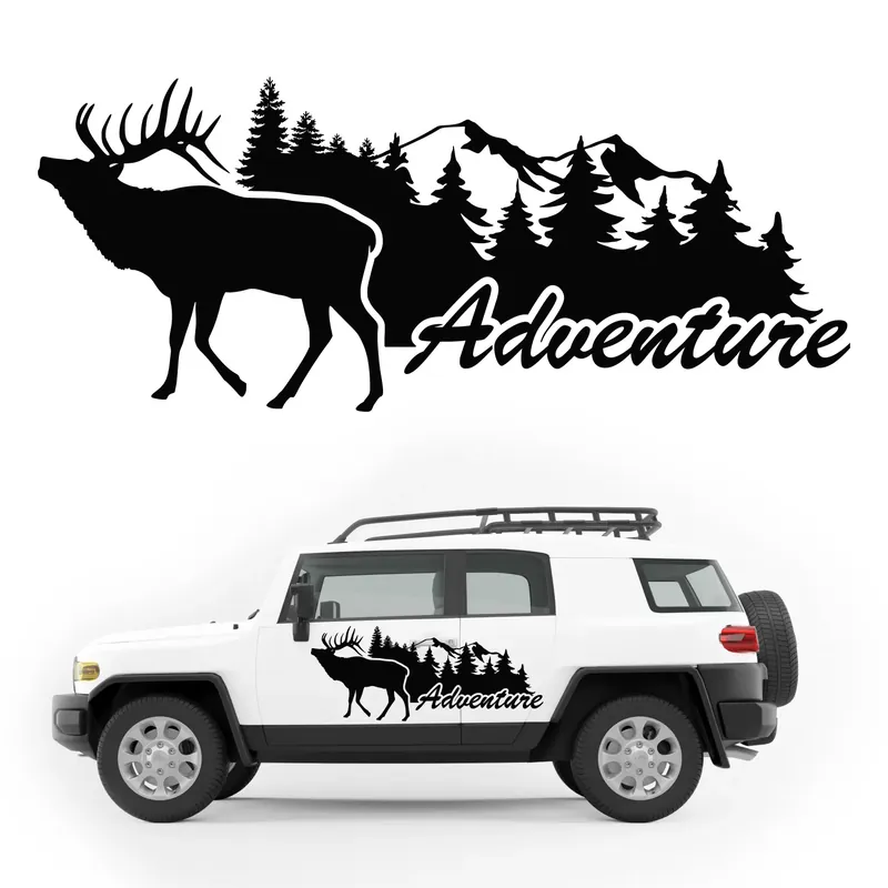 Naklejka KAMPER przyczepę auto GÓRY jeleń 120x50cm Ekspresowa dostawa