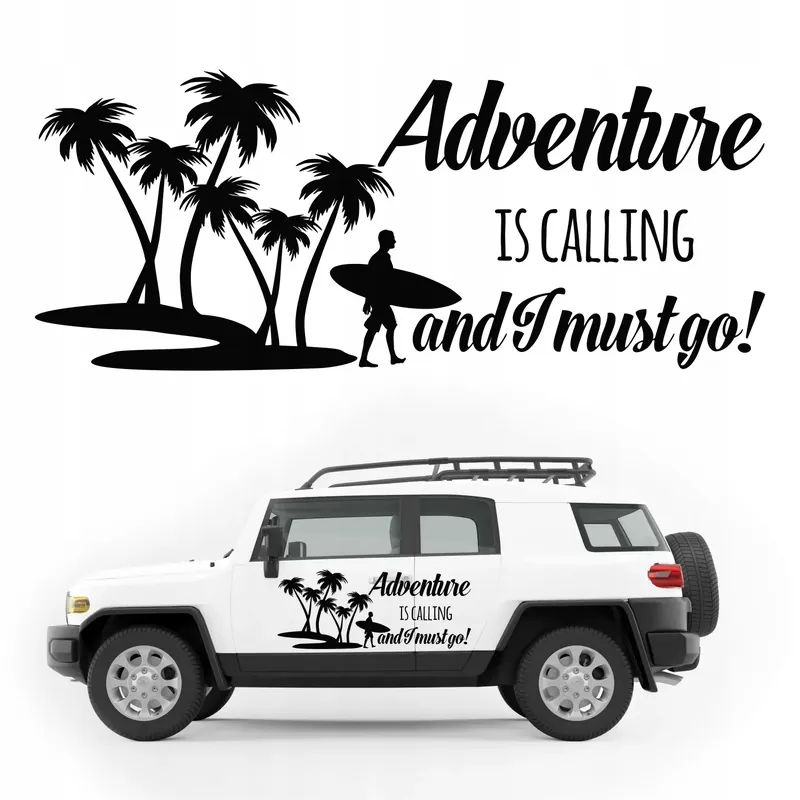 Zwrot pieniędzy Naklejka na PRZYCZEPĘ kamper SURFER plaża 120x50cm