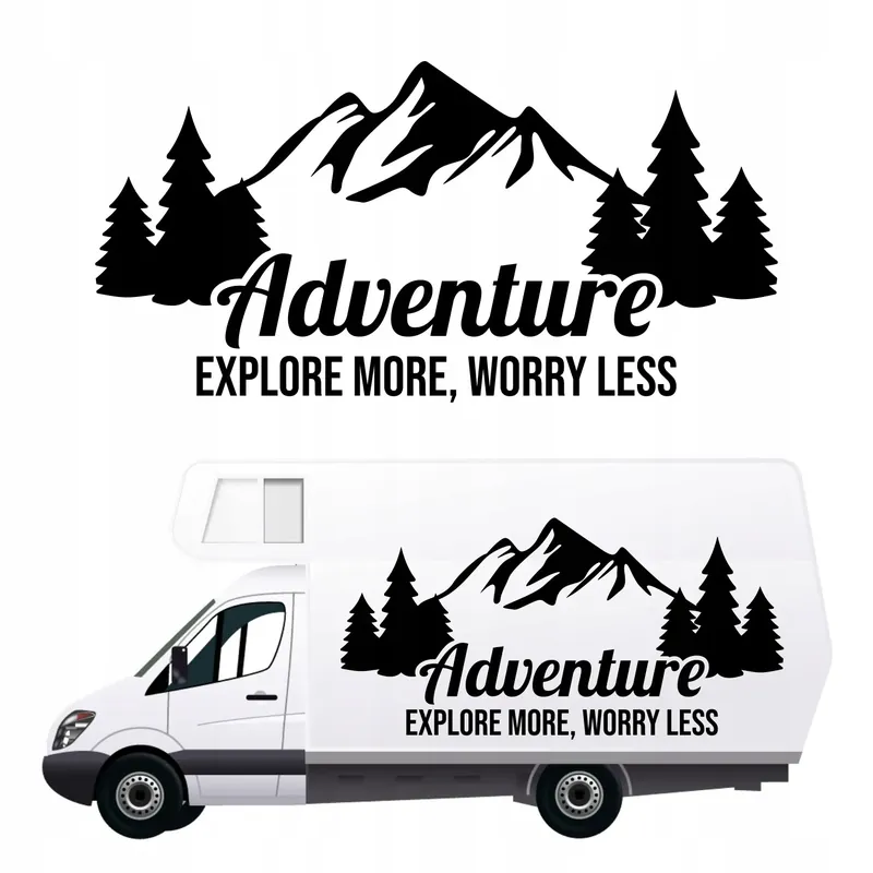 Wysoka jakość Naklejka ADVENTURE góry KAMPER auto 140 cm