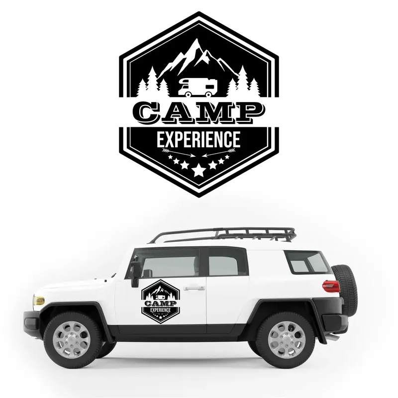Naklejka KAMPER las SZEŚCIOKĄT AUTO przyczepę 50cm Darmowa dostawa
