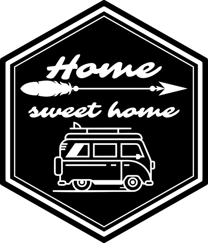 NAKLEJKA HOME na samochód auto KAMPER przyczepa kempingowa 35 cm Rabat