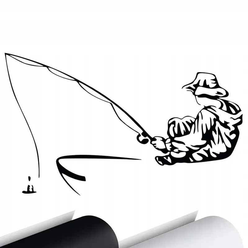 Popularny NAKLEJKA na samochód Wędkarz Wędkowanie Łódź 9x15