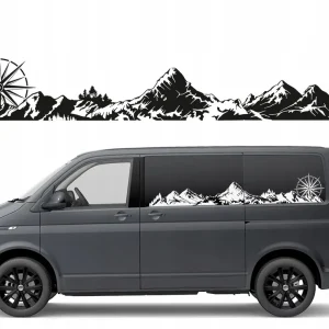 Oferta limitowana NAKLEJKA Grafika na kamper bok samochodu PASMO GÓRSKIE GÓRY KOMPAS 30x180