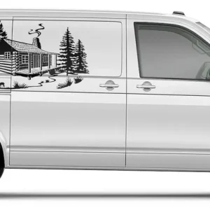 NAKLEJKA Grafika na samochód kamper MOTYW DOM LAS Natura Zwierzęta 60x128 Promocja
