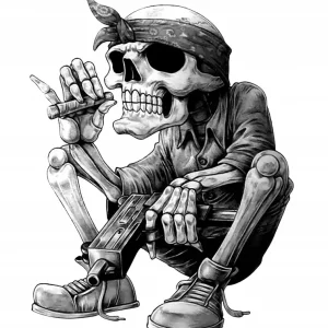 NAKLEJKA na samochód SZKIELET KOŚCIOTRUP CZACHA GUN 13x16 cm DRUK Oferta