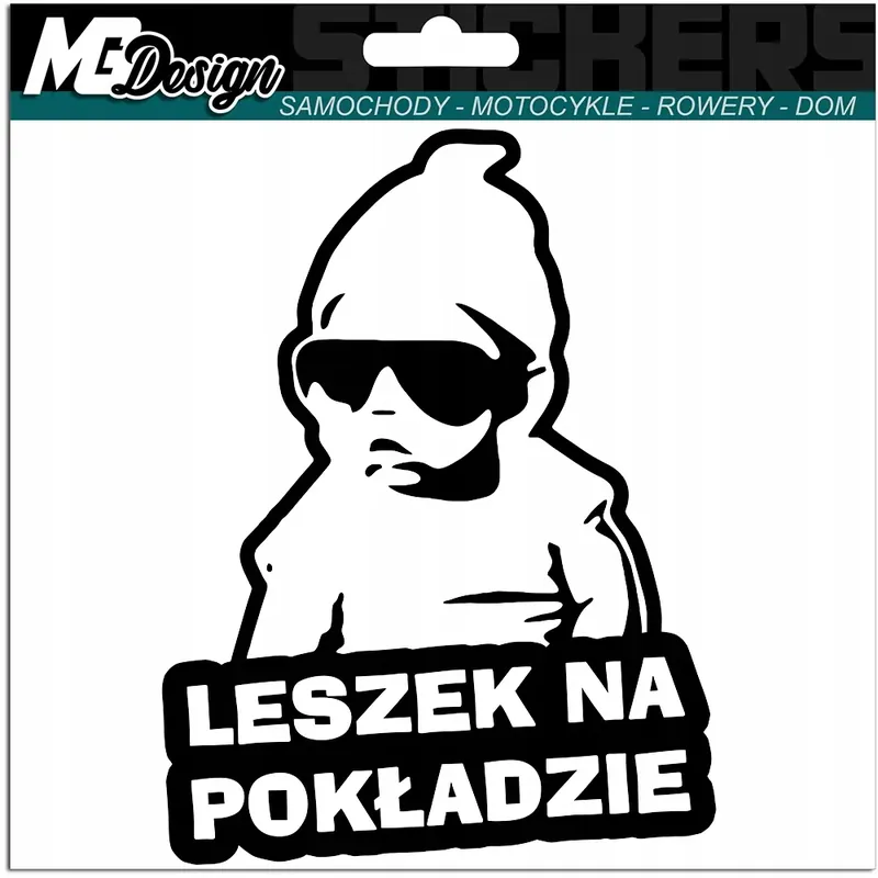 LESZEK W SAMOCHODZIE naklejka AUTO 18x14 kolor Nowość