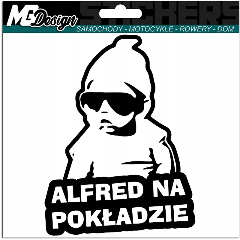 Autentyczny ALFRED W SAMOCHODZIE naklejka AUTO 18x14 kolor