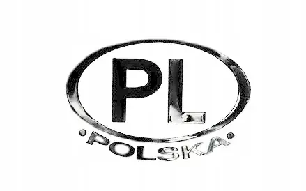 NAKLEJKA NALEPKA Wlep Znaczek PL POLSKA srebrny Niklowany 6,5 x 4 cm Jakość Premium