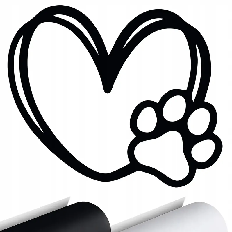 NAKLEJKA Grafika na samochód Serce Heart ŁAPKA PSA Łapa DOG'S PAW 15x13 Rabat