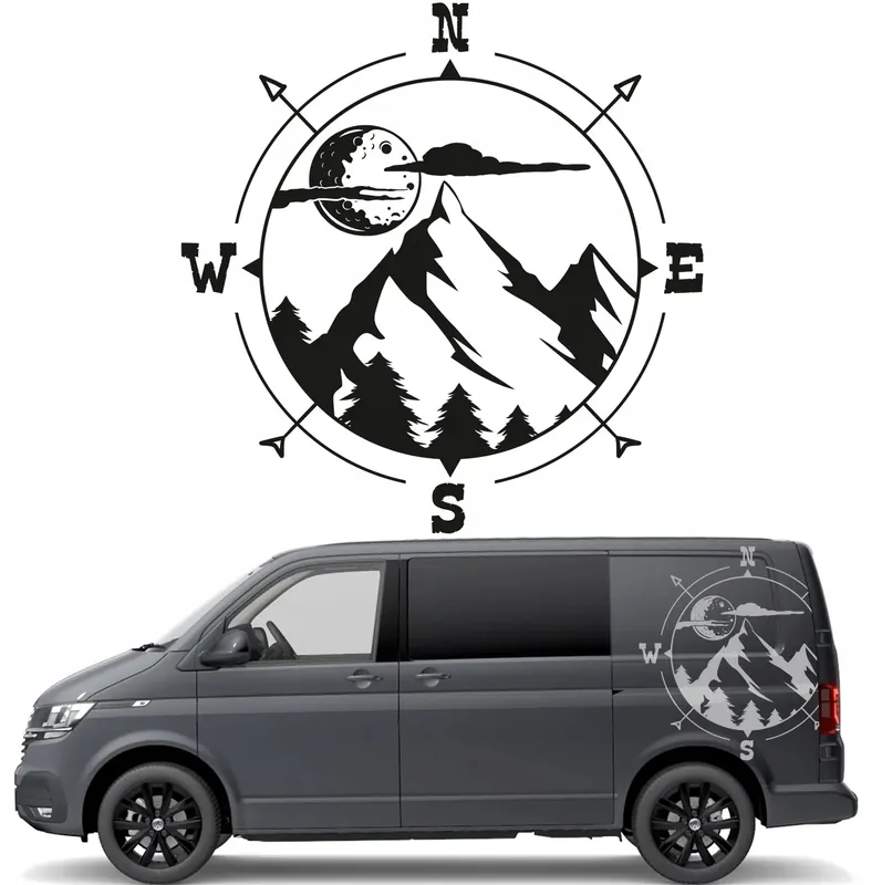 Zwrot pieniędzy NAKLEJKI NA BOK SAMOCHODU RÓŻA WIATRÓW 72cm x 72cm