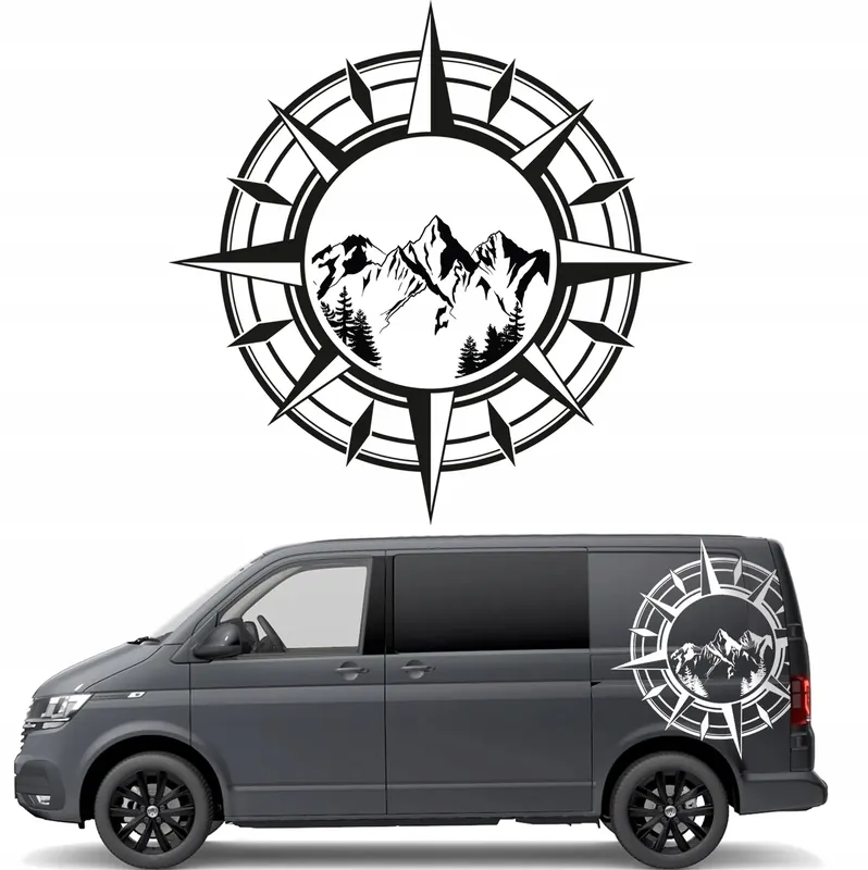 Darmowa dostawa NAKLEJKA NA BOK SAMOCHODU RÓŻA WIATRÓW 105x105cm