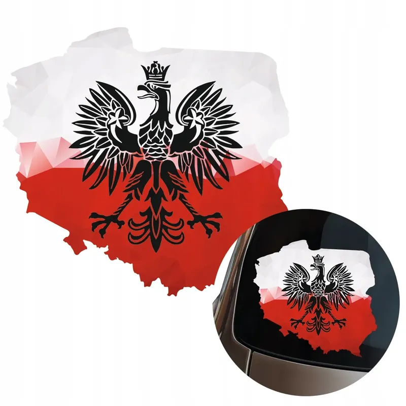 NAKLEJKA Grafika na samochód auto MAPA POLSKI Polska ORZEŁ GODŁO 15x14 Zamów teraz