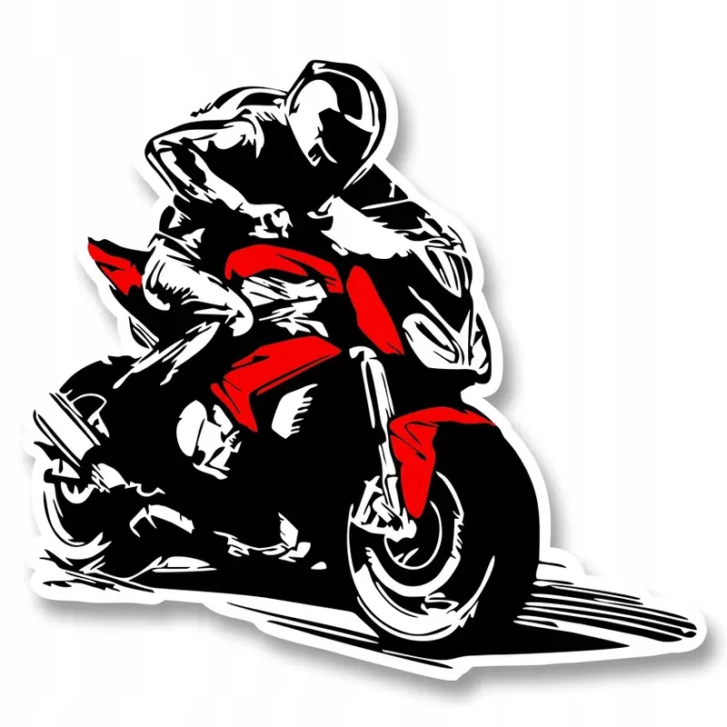 Tylko dziś NAKLEJKA Grafika na Samochód MOTOR Motocykl Ścigacz Motocyklista 15x14