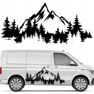 NAKLEJKA Grafika na kamper przyczepę kempingową PASMO GÓRSKIE LAS 94x208cm Wysoka jakość