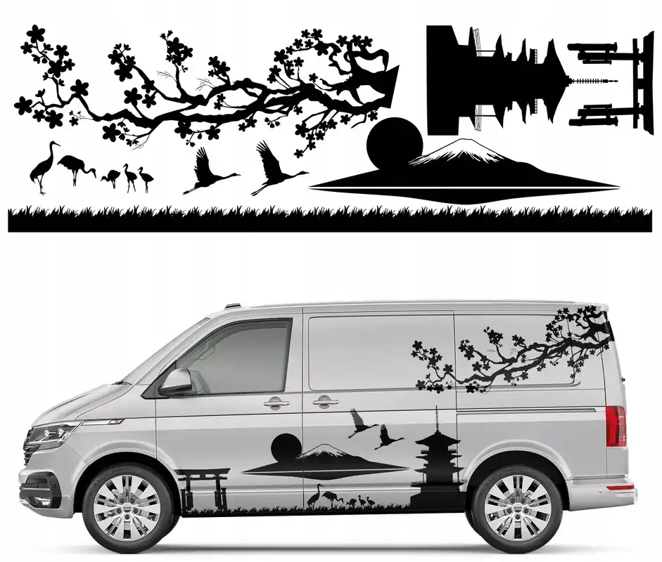 1xNAKLEJKA na samochód MOTYW JAPOŃSKI JAPAN 92x286 Autentyczny