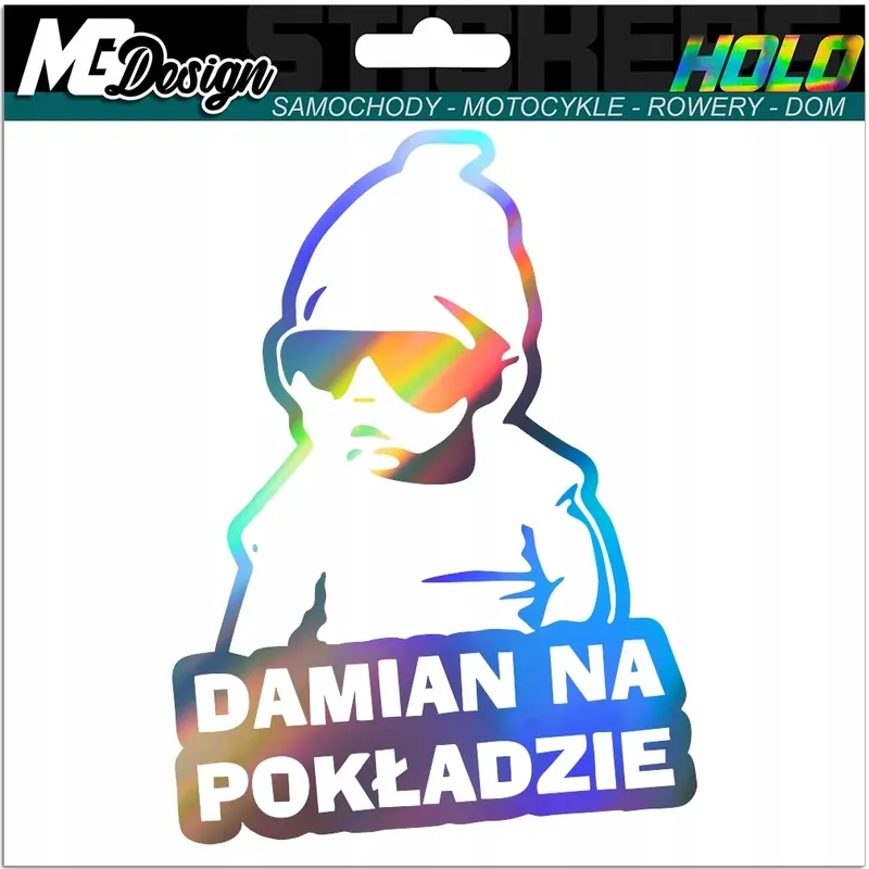 Wyprzedaż DAMIAN NA POKŁADZIE naklejka na szybę HOLOGRAM