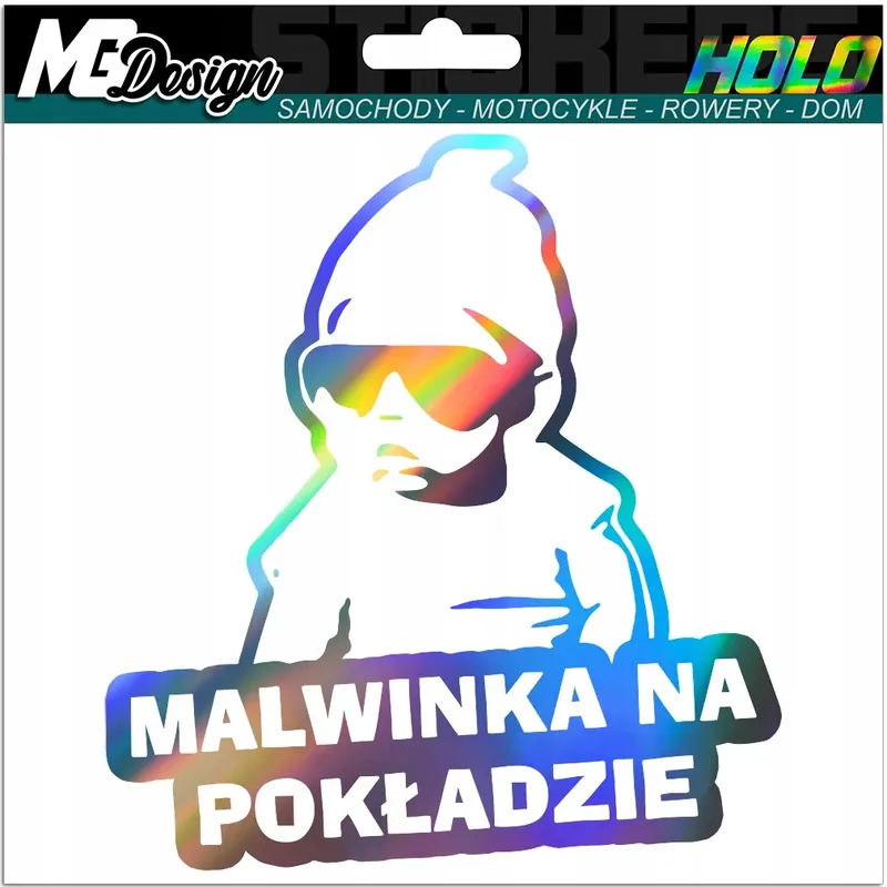 Tylko dziś MALWINKA NA POKŁADZIE naklejka na szybę HOLOGRAM