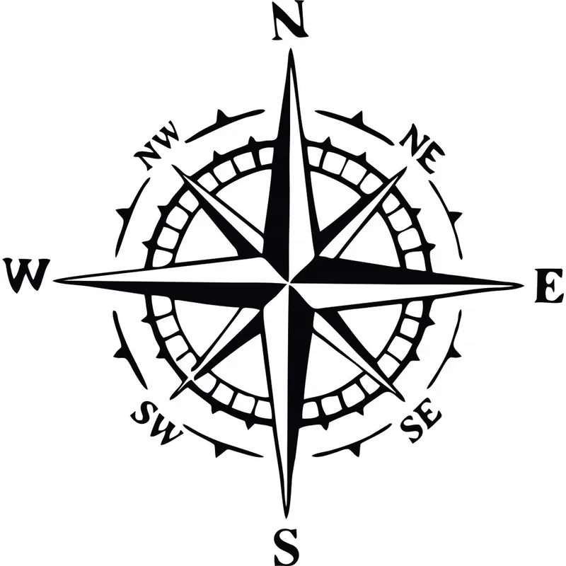 Ekspresowa dostawa Naklejka na samochód auto Kompas Róża Wiatrów 4X4 Offroad Jeep 30 x 30 cm