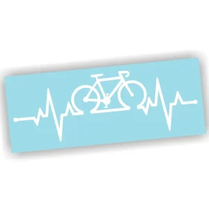 Naklejka LINIA ŻYCIA ROWER kolor BIAŁY naklejki rowerowe na samochód auto! Wyprzedaż