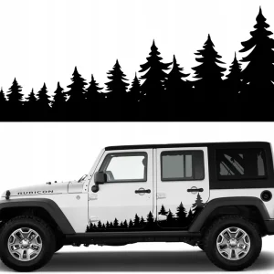 Wyprzedaż NAKLEJKA Grafika na samochód Terenowy Auto JEEP LAS DRZEWA OFFROAD 45X145