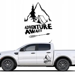 Oferta limitowana NAKLEJKI NA BOK SAMOCHODU PRZYGODA CZEKA 30X37cm