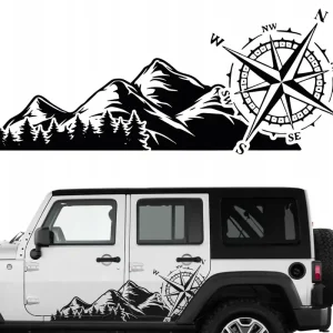 Popularny 2x NAKLEJKA NA SAMOCHÓD Terenowy Kamper Przyczepę LAS DRZEWA OFFROAD 45X117